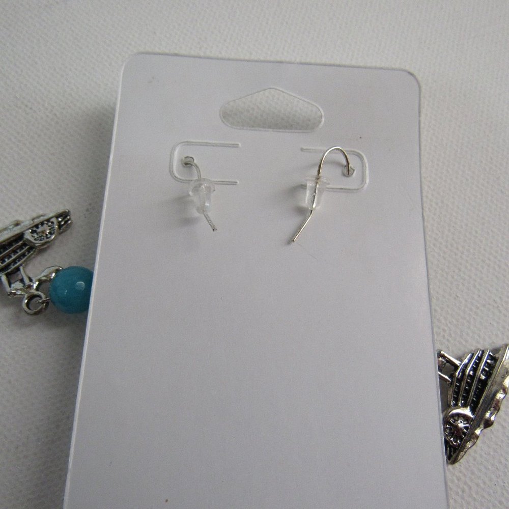 Women Jewelry Bracelet And Cruise Ship 3D Stainless Silver Charm Earrings - Picture 3 of 5